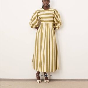 ISO- Striped Puff Sleeve Maxi Dress Size 12